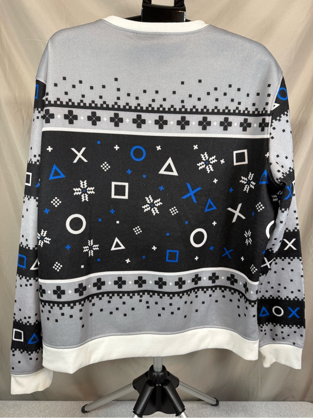 ThinkGeek PlayStation Ugly Holiday Sweatshirt - Black/Grey - 2X - Picture 7 of 7
